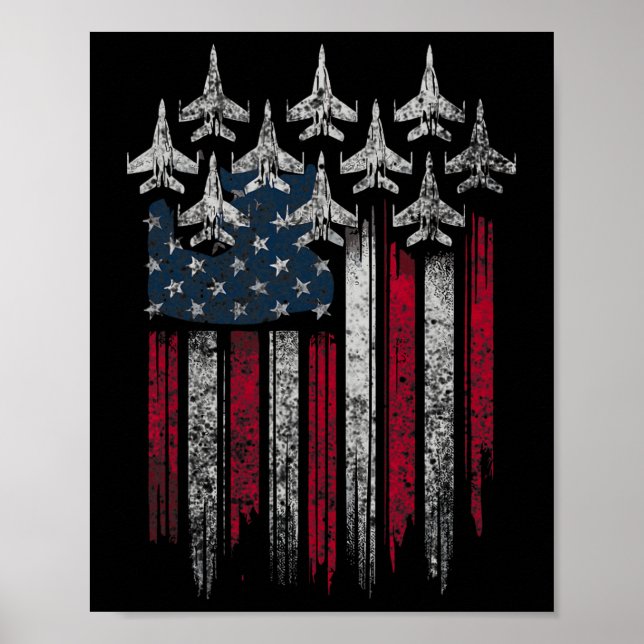 Patriotic Usa Flag Fighter Jets Lover 4th Of July  Poster (Vorne)