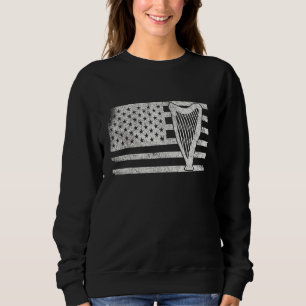 Patriotic Usa Flag Funny Harp Player Harpist Orche Sweatshirt