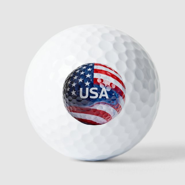 Patriotic USA Flag Golf Ball Macro | American Flag (Vorderseite)