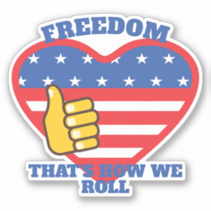 PATRIOTIC USA FLAG HEART THUMBS UP FREEDOM AUFKLEBER