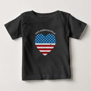 Patriotic USA Flag Herzstück Liebe American Style  Baby T-shirt