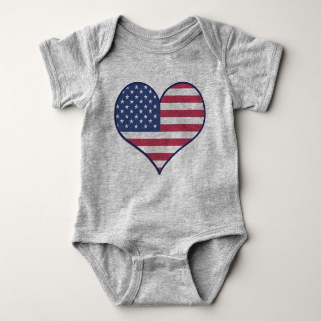 Patriotic USA Flag Herzstück Zuhause der Brave Baby Strampler (Vorderseite)