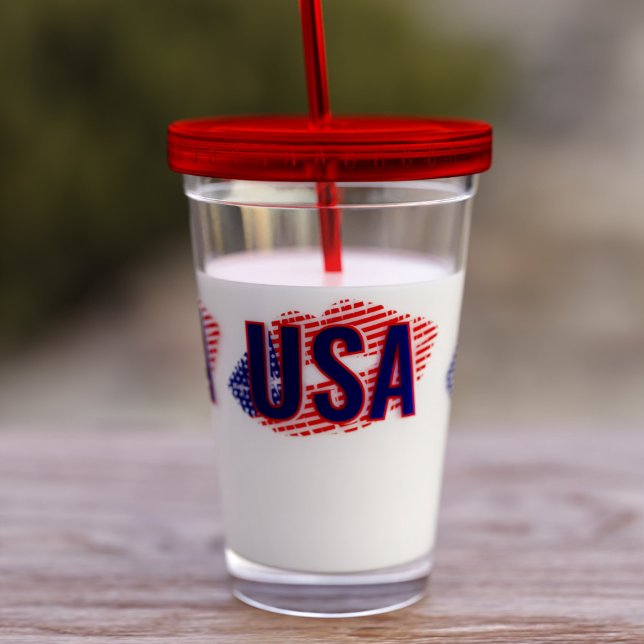 Patriotic USA Flag Lipstick Kiss Acrylic Tumbler Acryltrinkbecher (Fun tumbler for July 4th! American Flag Lipstick Kiss. Add your initials or keep the USA.)
