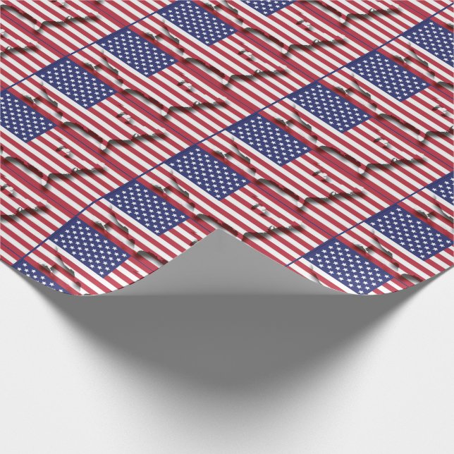Patriotic USA Flag Map Geschenkpapier (Ecke)