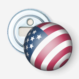 Patriotic USA Flag, Map Globe Round Red White Blue Flaschenöffner