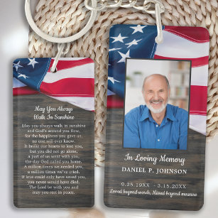 Patriotic USA Flag Memorial Funerary Prayer Card Schlüsselanhänger
