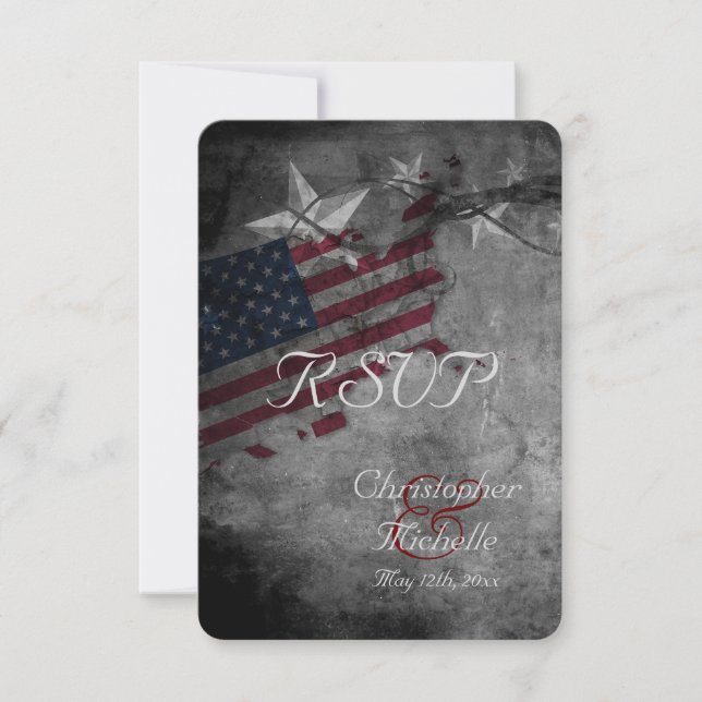 Patriotic USA Flag mit Stars Wedding RSVP Cards Karte (Vorderseite)