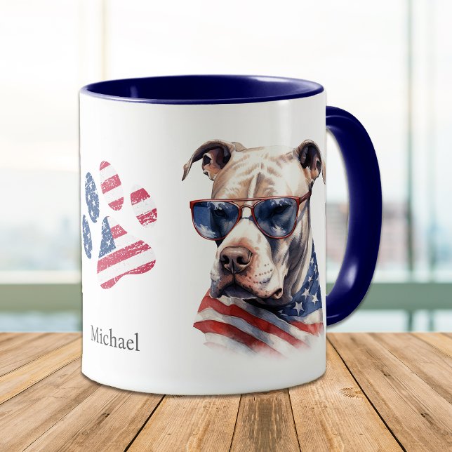 Patriotic USA Flag Pitbull Dog Tasse (Von Creator hochgeladen)