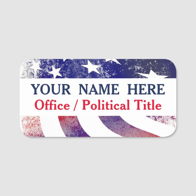 Patriotic USA Flag Politische Kampagne Namensschild (Vorderseite)