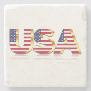 Patriotic USA Flag Stone Untersetzer