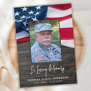 Patriotic USA Flag Veteran Foto Gedenkfeier Dankeskarte