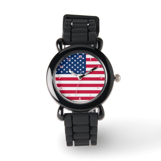 Patriotic USA Flag Watch Armbanduhr (Vorderseite)