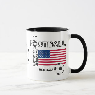 Patriotic USA FLAG World Soccer Monogram Tasse
