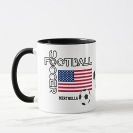 Patriotic USA FLAG World Soccer Monogram Tasse