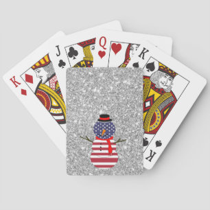 Patriotic USA flagge Snowman Glitzer Weihnachten Spielkarten