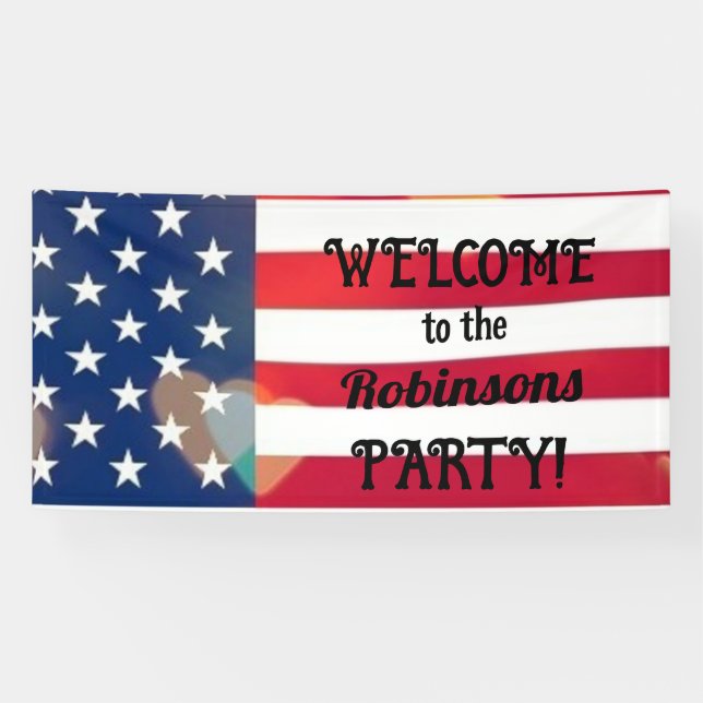 Patriotic USA Flaggenherzen mit Kalligrafietext Banner (Horizontal)
