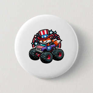 Patriotic Usa Fox 4. Juli Monster Truck Amerikaner Button