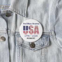 Patriotic USA God Bless America 3-in Round Button