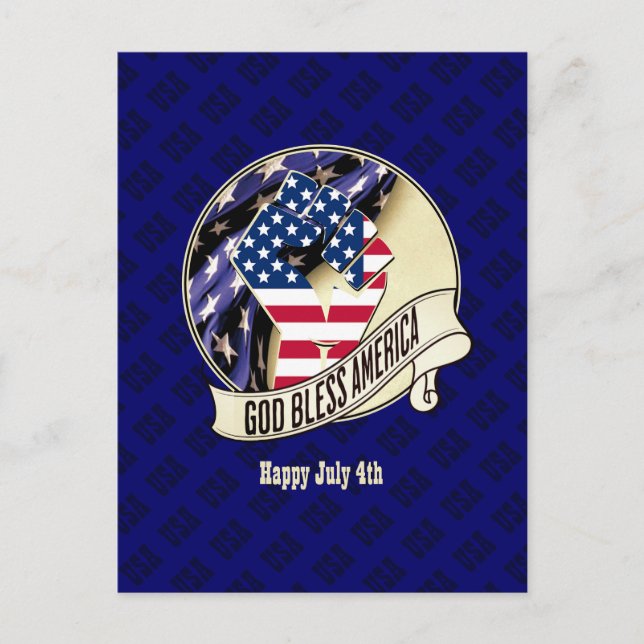 Patriotic USA God Bless America Postkarte (Vorderseite)