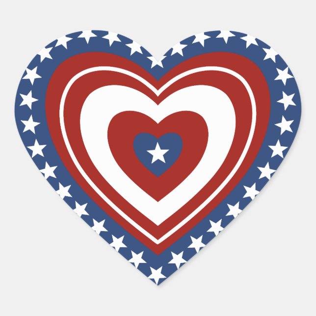 Patriotic USA Heart Herz-Aufkleber (Vorderseite)