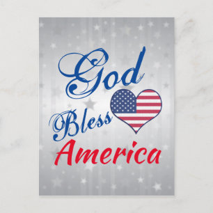 Patriotic USA Herz Gottes segne Amerika Postkarte