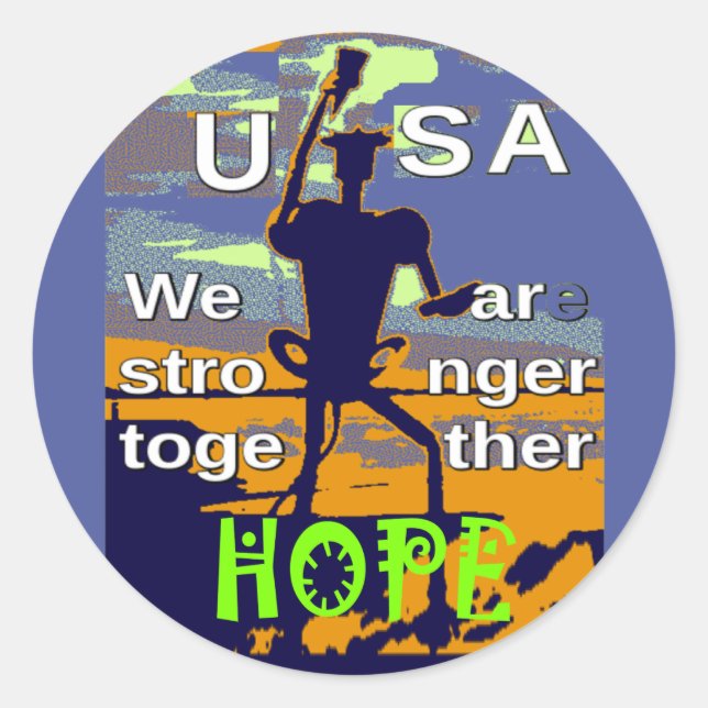 Patriotic USA Hope Graphic Runder Aufkleber (Vorderseite)