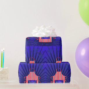 Patriotic USA Koch Red White Blue GRILLEN Cooking Geschenkpapier