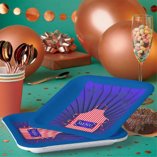 Patriotic USA Koch Red White Blue GRILLEN Cooking Pappteller