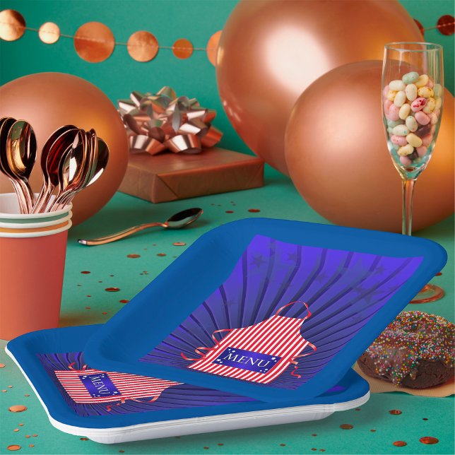 Patriotic USA Koch Red White Blue GRILLEN Cooking Pappteller (Von Creator hochgeladen)