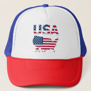 Patriotic USA Lettering, Map, Flag Political Stars Truckerkappe