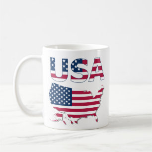Patriotic USA Lettering & Map Politisches Flag Kaffeetasse