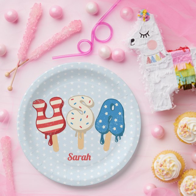 Patriotic USA Liebe Popsicle  Pappteller (Party)