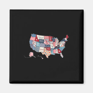 Patriotic Usa Map American Flag Usa Funny Happy 4t Magnet