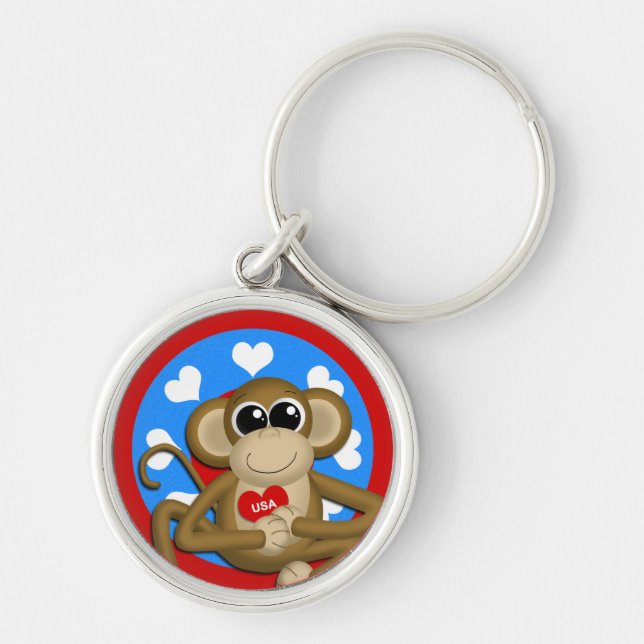 Patriotic USA Monkey Premium Schlüsselanhänger (Vorne)