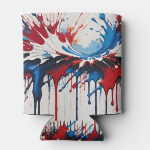 Patriotic USA Paint Spritzer in Red White und Blue Dosenkühler
