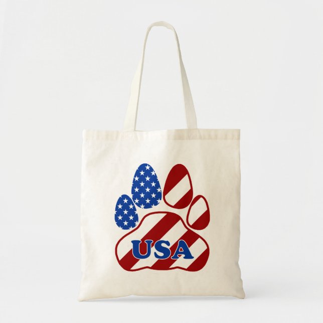 Patriotic USA Paw Tote Bag Tragetasche (Vorne)