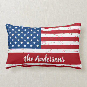 Patriotic USA Personalisiert Name American Flag Lendenkissen