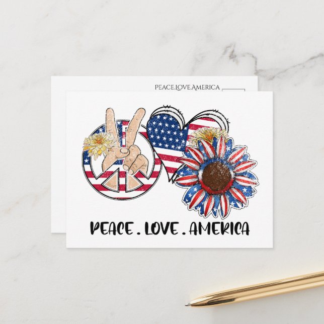 Patriotic USA Postcard Postkarte (Vorderseite/Rückseite Beispiel)