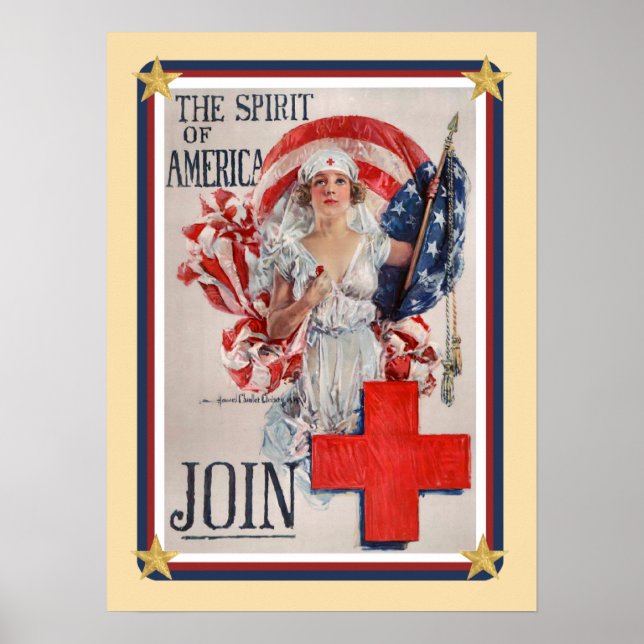 Patriotic USA - Red Cross Join Poster (Vorne)