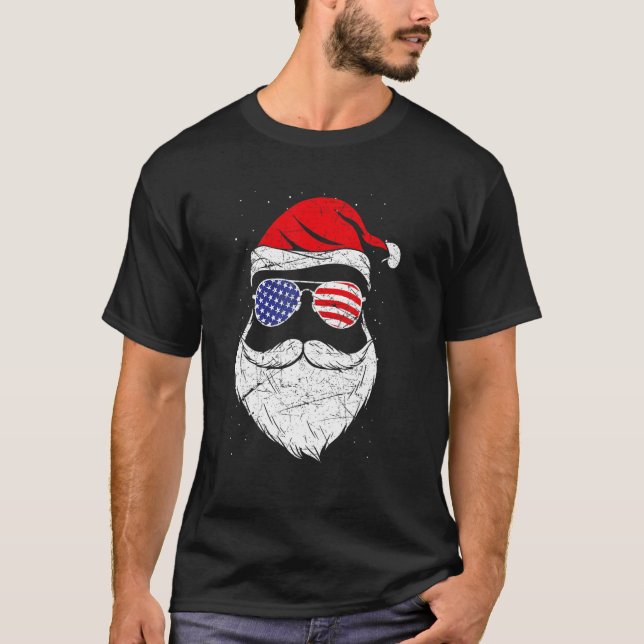 Patriotic USA Santa Claus T-Shirt (Vorderseite)