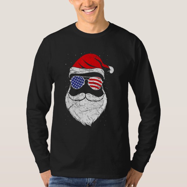 Patriotic USA Santa Claus T-Shirt (Vorderseite)