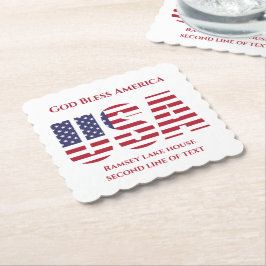 Patriotic USA Square Scalloped Paper Untersetzer