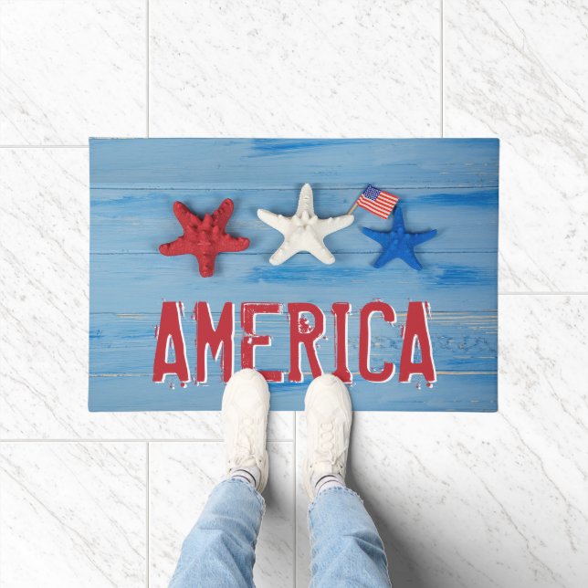 Patriotic USA Starfish mit Flag Fußmatte (Indoor)
