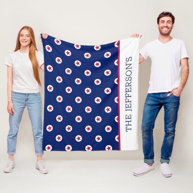 Patriotic USA Stars Streifen NAME Red White Blue Fleecedecke (Beispiel)