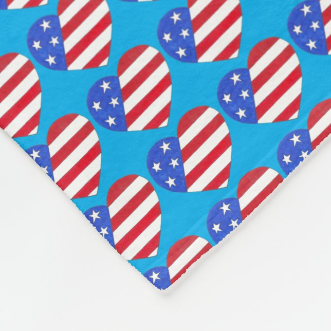 Patriotic USA Stars Stripes Heart American Flag Fleecedecke (Ecke)