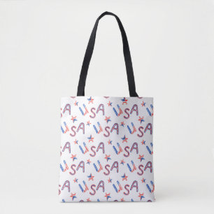 Patriotic USA Themed Tote Bag mit Black Handles