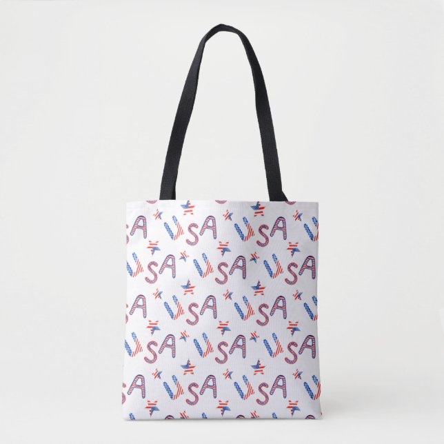 Patriotic USA Themed Tote Bag mit Black Handles (Vorderseite)