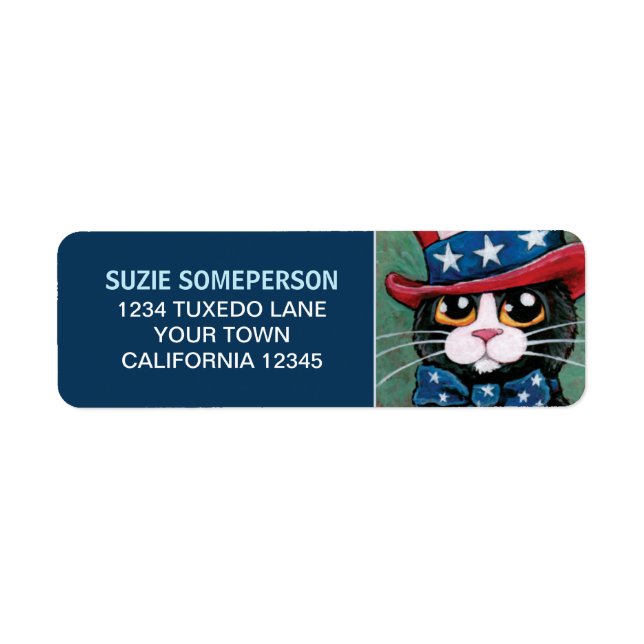 Patriotic USA Tuxedo Cat Return Address Label (Vorne)