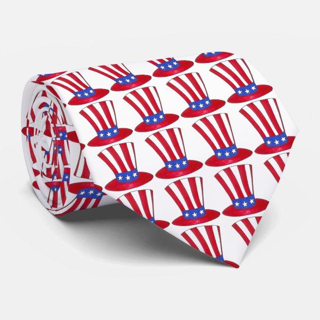 Patriotic USA Uncle Sam Hat 4. Juli Thema Krawatte (Gerollt)