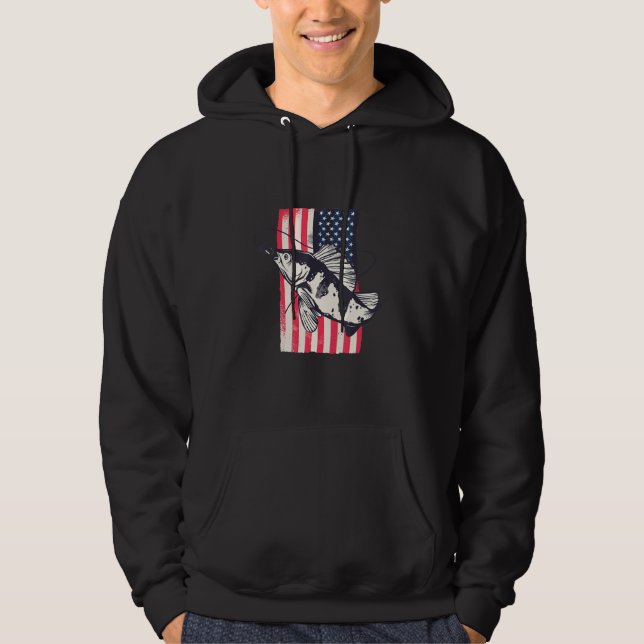 Patriotic usa us flag fishing apparel vintage hoodie (Vorderseite)